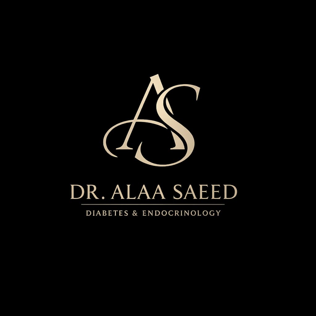 Minimal monogram logo with intertwined initials 'AS' representing Dr. Alaa Saeed – Diabetes & Endocrinology.